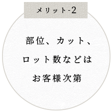 部位、カット、ロット数などはお客様次第